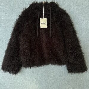 Hemi Blurr Chocolate Brown Shaggy Tibetian Faux Fur Jacket